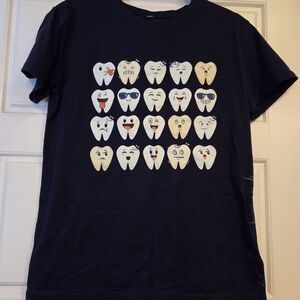 Navy Graphic Tee with Tooth Faces